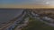 A drone view of the sunset over Old Felixstowe in Suffolk