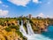 Drone view to the Duden waterfalls in Antalya