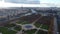 Drone view of the Tuileries Garden and the River Seine with a panorama of Paris