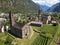 Drone view at the village of Giornico on Switzerland