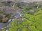 Drone view at the waterfalls of Gjain in Iceland