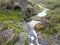 Drone view at the waterfalls of Gjain in Iceland