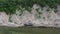 Drone view of a wooden fishing schooner washed ashore in a storm