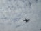 Drone and white cloudy sky