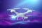 Drone, white quadrocopter on violet background with copy space. The concept of technology, robotization, computerization. 3D