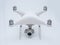 Drone, white studio background shooting, quadrocopter fpv fly camera rc controller