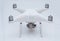 Drone, white studio background shooting, quadrocopter fpv fly camera rc controller