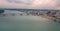 Drones aerial view of the city Mainz and river Rhine Tavel Germany