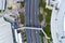 Drones Aerial View top down of road junction from above Image for transportation background