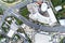 Drones Aerial View top down of road junction from above Image for transportation background,automobile traffic of many cars and