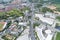 Drones Aerial View top down of road junction from above Image for transportation background,automobile traffic of many cars and