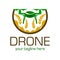 Drones for Agriculture logo. The future of Farming and Agriculture concept. Helicopter Irrigation