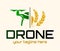 Drones for Agriculture logo. The future of Farming and Agriculture concept. Helicopter Irrigation
