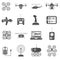 Drones Black White Icons Set