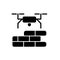 Drones for construction black glyph icon