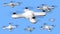Drones flight over blue sky