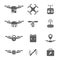 Drones Icon Vector. Battery, remote control flat isolated on white background. Quadrocopters