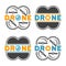 Drones and quadrocopters colored design elements