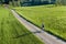 droneview of a cyclist