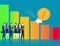 Drop coin climb down the bar chart metaphor of loss. Business finance and economy