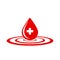 Drop of donated blood on a white background