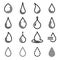 Drop icons. Droplet, aqua, fluid symbols. Simple line drop icons isolated on a white background