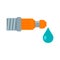 Drop irrigation pipe icon, flat style