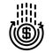 Drop money coin icon, outline style