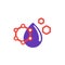 Drop with nano particles icon on white, flat