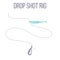 Drop shot rig sinker and soft plastic lure bait setup for catching predatory fish.