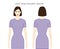 Drop-shoulder sleeves short length clothes character beautiful lady in lavender top, shirt, dress technical fashion