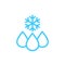 drop with snowflake, frozen water line icon