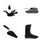 Drop, Tank and other web icon in black style. Trowel, Boxer Sneaker icons in set collection.