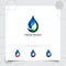 Drop water logo design with concept of droplet water icon with green ecology vector used for mineral water company and plumbing