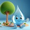 Drop of water in the shade of a tree. Climate changes. World Water Day. AI generated