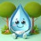 Drop of water in the shade of a tree. Climate changes. World Water Day. AI generated