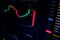 Droping Candle stick graph chart of stock market investment trading. Finance background data graph. Online forex data.