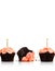 Dropped cupcake in row of cupcakes with candles isolated white