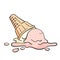 Dropped ice cream doodle two scoops in waffle cone isolated clipart on white background, Delicious sweet dairy dessert