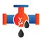 Dropped oil trunk flat icon. Burst pipe and drop leak, cracked with flow. Fuel industry vector design concept, gradient