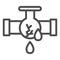 Dropped oil trunk line icon. Burst pipe and drop leak, cracked with flow. Fuel industry vector design concept, outline