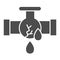 Dropped oil trunk solid icon. Burst pipe and drop leak, cracked with flow. Fuel industry vector design concept, glyph