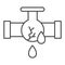 Dropped oil trunk thin line icon. Burst pipe and drop leak, cracked with flow. Fuel industry vector design concept