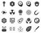 Dropper. Bioengineering glyph icons set. Biotechnology for health, researching, materials creating. Molecular biology, biomedical