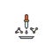 Dropper with molecule and lab glassware filled outline icon