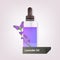 Dropping essential lavender oil glass bottle with violet flower and liquid natural face body beauty remedies concept