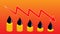 Drops of crude oil on coins - a symbol of falling prices, crisis and problems on the exchanges, a graph of falling oil demand in