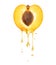 Drops of juice dripping from half of apricot close up on a white background
