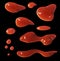 Drops of red sauce or ketchup isolated. Set of different shapes