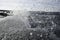 Drops and wave on the breakwater in Ustka